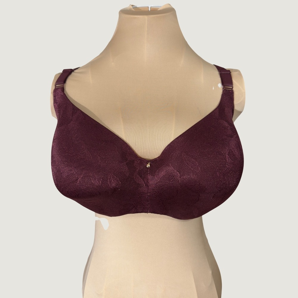 3363 | Cacique Lightly Lined Balconette Floral Jacquard Underwire Burgundy 44DD